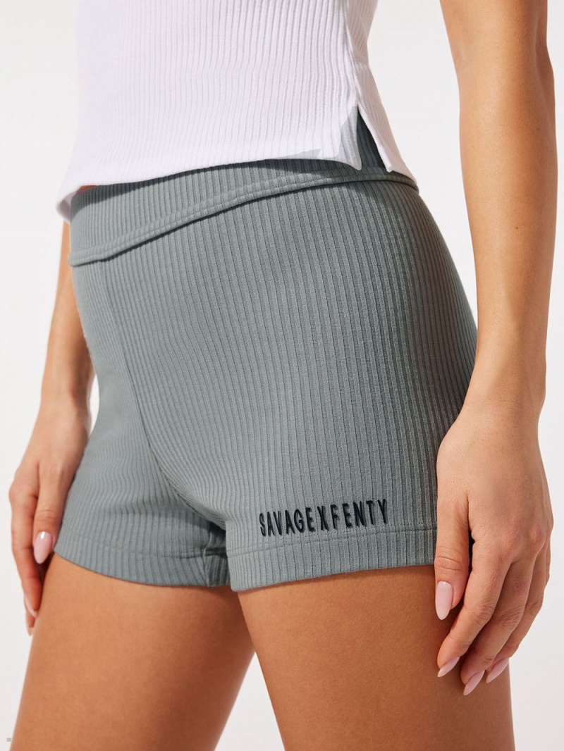 Deep Grey Savage X Fenty Xssential Heavy Rib Booty Women's Shorts | NQEIAM268