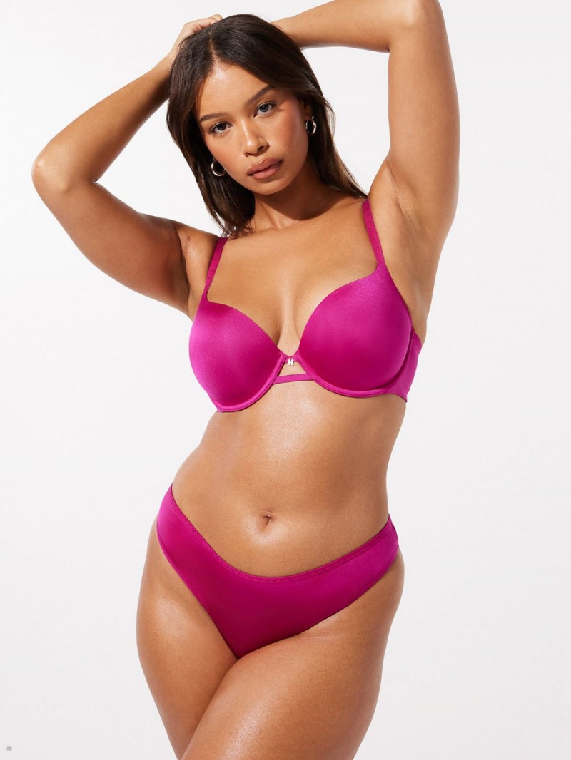 Deep Pink Savage X Fenty New Microfiber Women's T-Shirt Bra | JNLCXD384