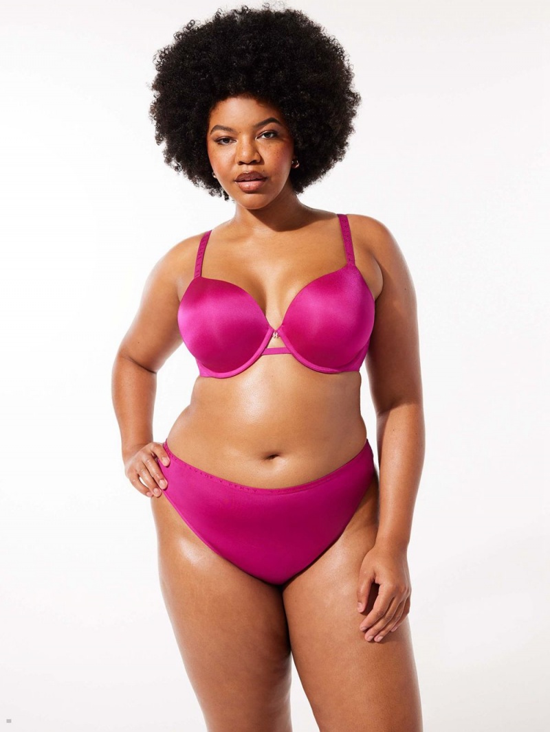 Deep Pink Savage X Fenty New Microfiber Women's T-Shirt Bra | FONMSA610