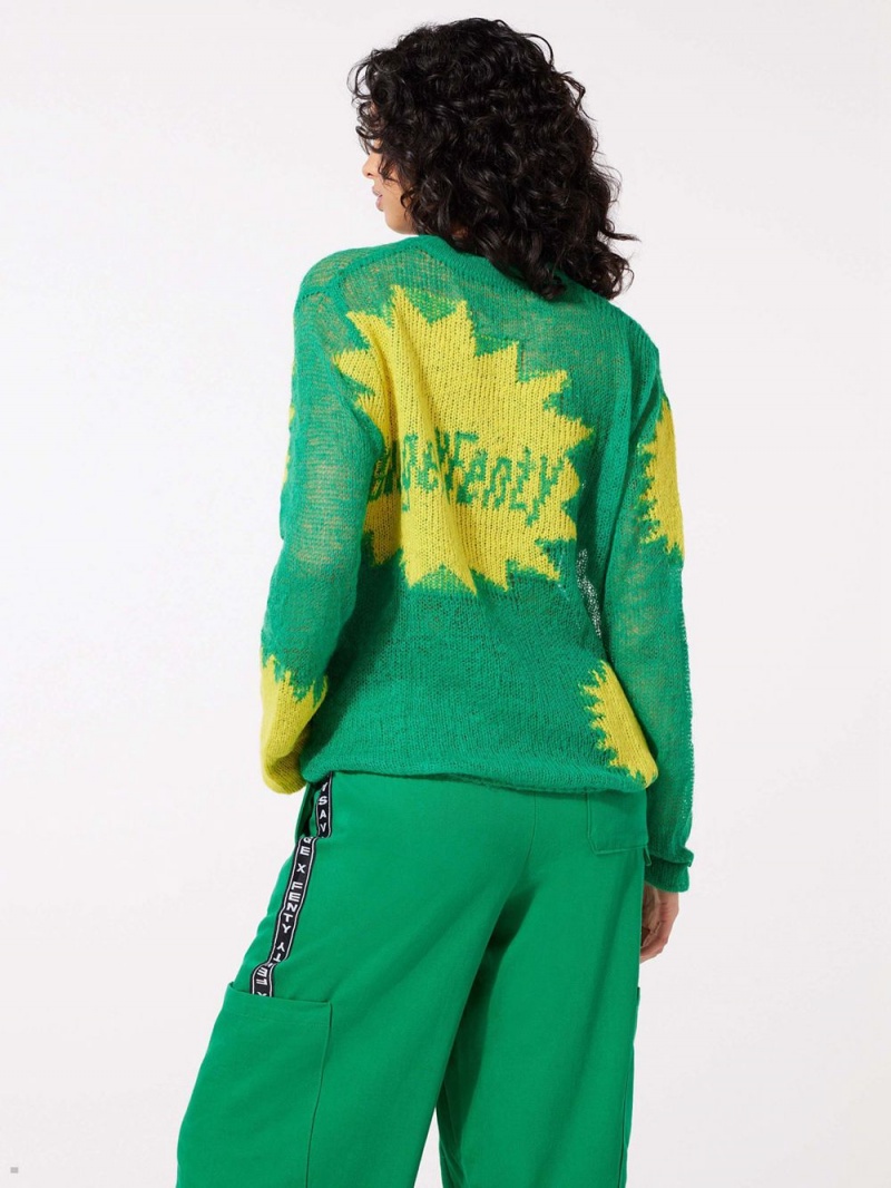 Green Savage X Fenty Knittin Pretty Loose Knit Women's Sweatshirt | FDKBNX270