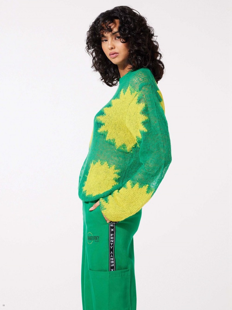 Green Savage X Fenty Knittin Pretty Loose Knit Women's Sweatshirt | FDKBNX270