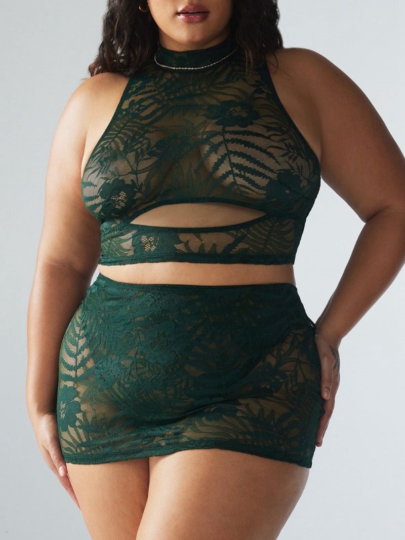 Green Savage X Fenty Shadowplay Lace Keyhole Women's Skirts | PCTGXS239