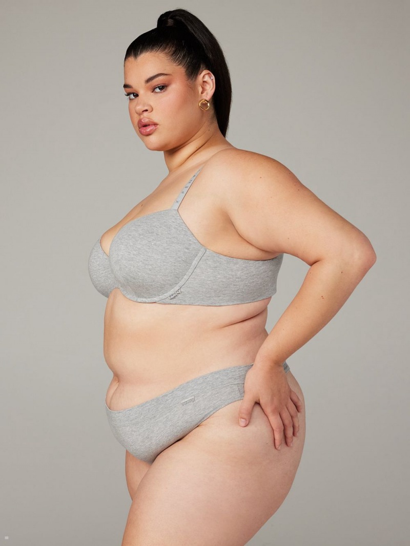 Grey Savage X Fenty Cotton Essentials Padded Demi Women's Balconette Bra | ZLIMOX681