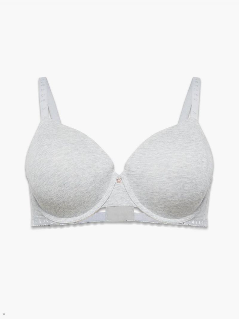 Grey Savage X Fenty Cotton Women's T-Shirt Bra | QWYSHG376