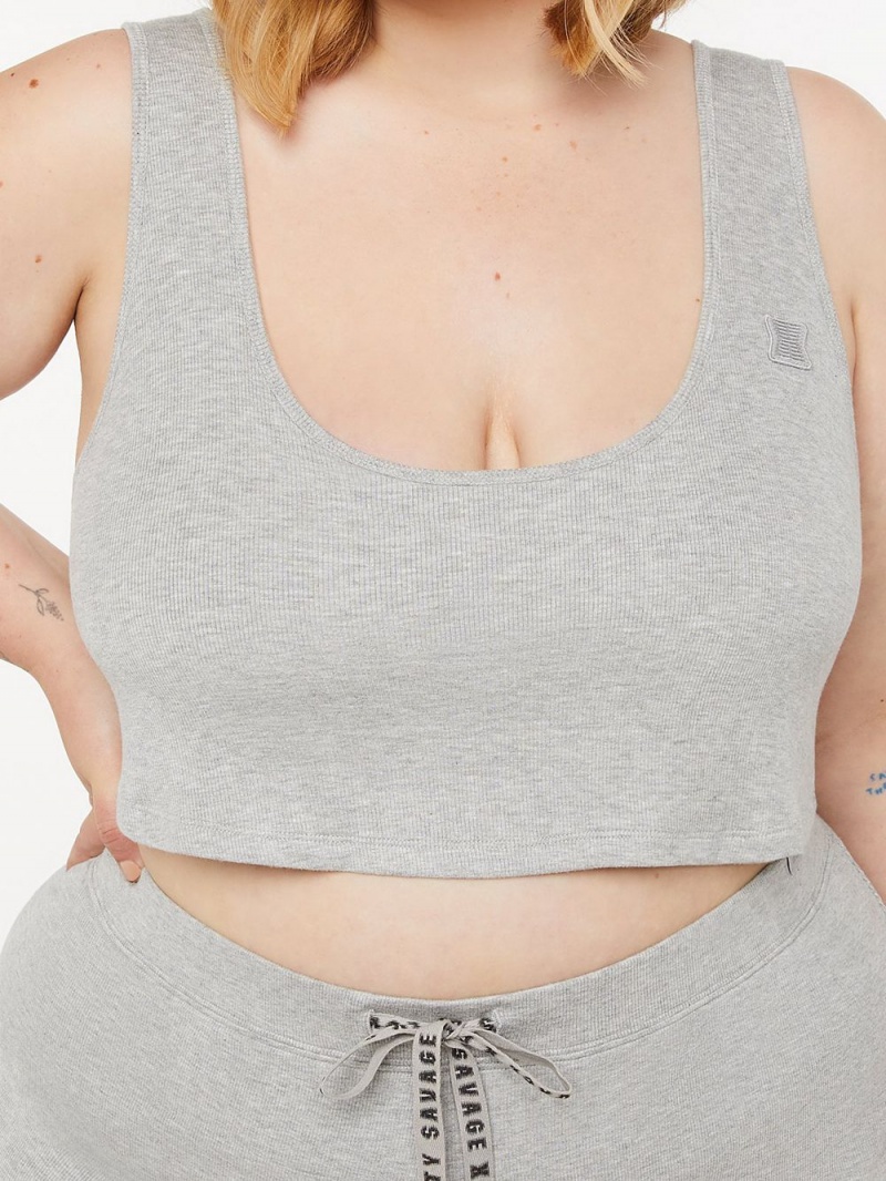 Grey Savage X Fenty Rib Sleep Crop Women\'s Tops | BOJFZP143