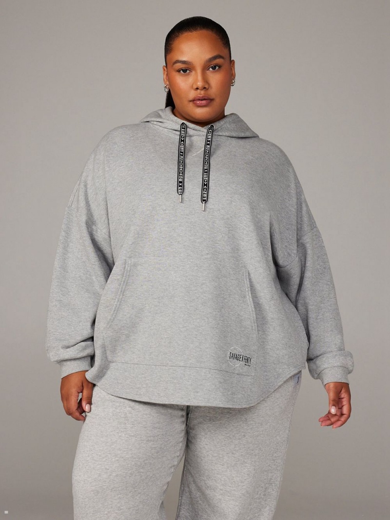 Grey Savage X Fenty Xssential Scope Logo Oversized Women's Hoodie | SHJGFP576