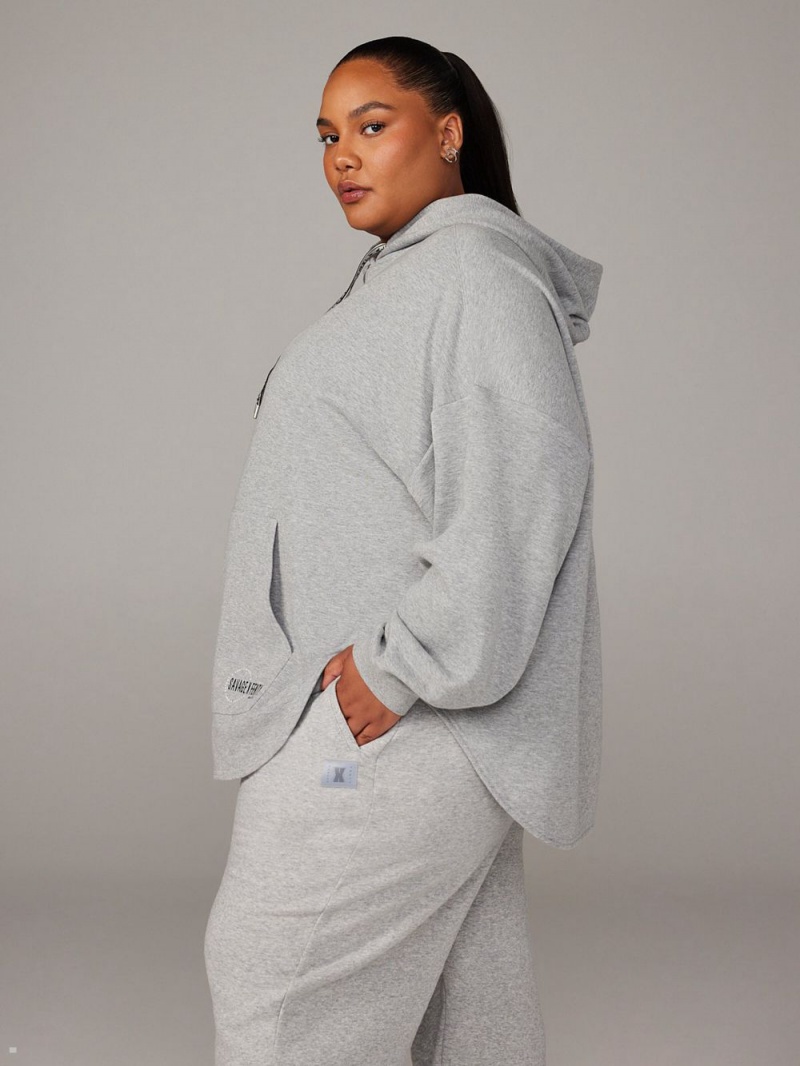 Grey Savage X Fenty Xssential Scope Logo Oversized Women's Hoodie | SHJGFP576