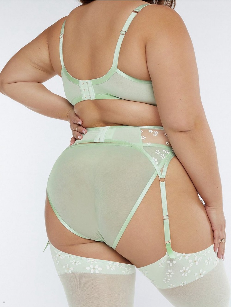 Mint Savage X Fenty Puff Daisy Garter Women's Lingerie | EKPUWR794