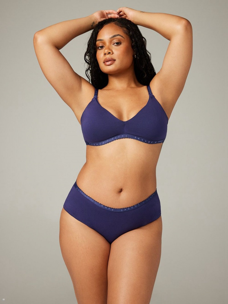 Navy Savage X Fenty Cotton Maternity Women's Bralettes | AUSPYO792