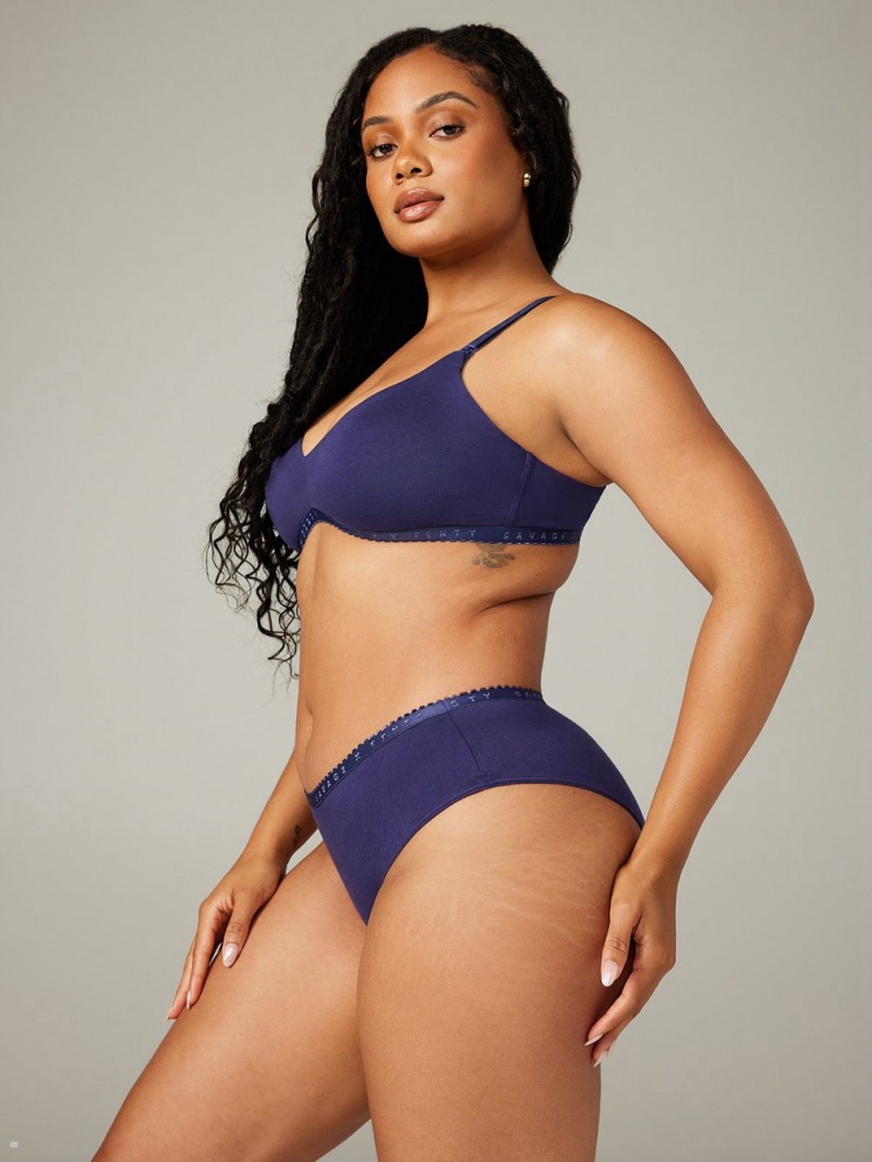 Navy Savage X Fenty Cotton Maternity Women's Bralettes | AUSPYO792