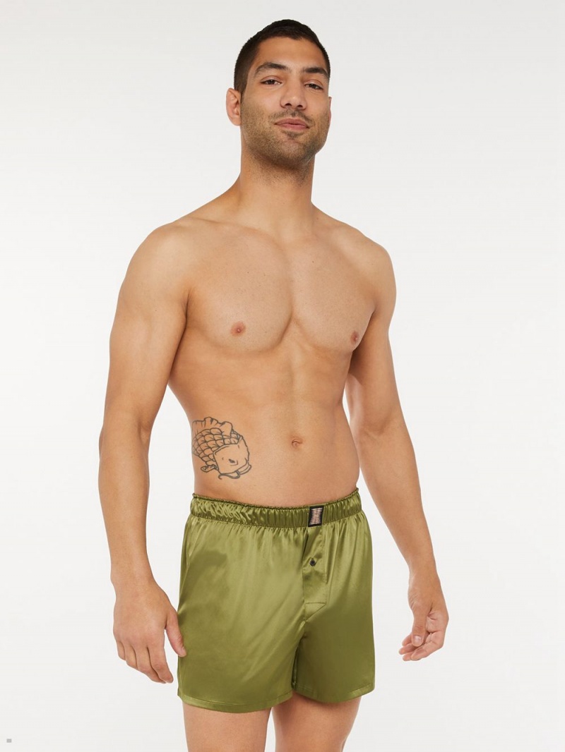 Olive Savage X Fenty Satin Boxers Men's Shorts | GOXPLZ837