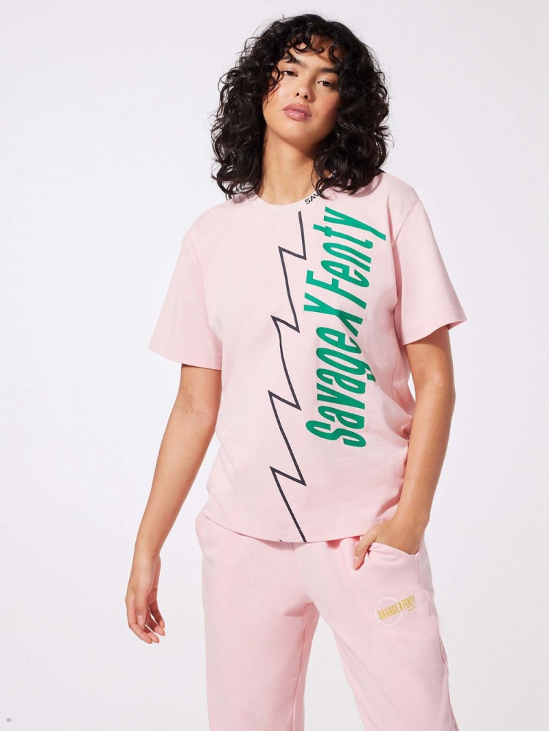 Pink Savage X Fenty Sexties Graphic Men's Shirts | IPEWRJ287