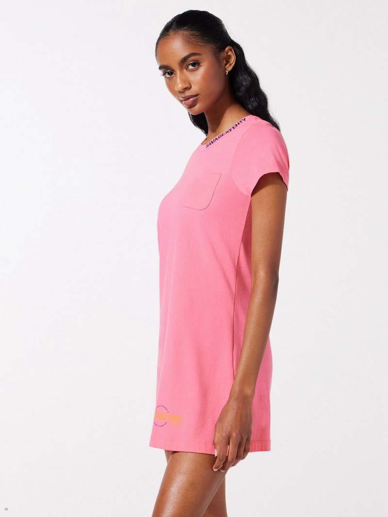 Pink Savage X Fenty Xssential Baby Tee Women's Dress | NRSVYZ429