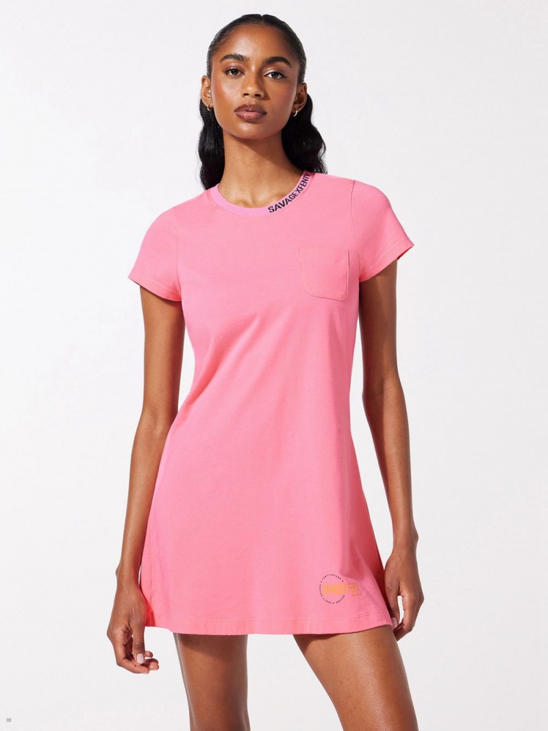 Pink Savage X Fenty Xssential Baby Tee Women\'s Dress | NRSVYZ429