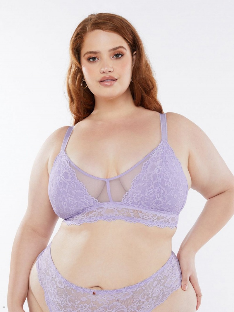 Purple Savage X Fenty Floral Lace & Mesh Women\'s Bralettes | BGXYMW124