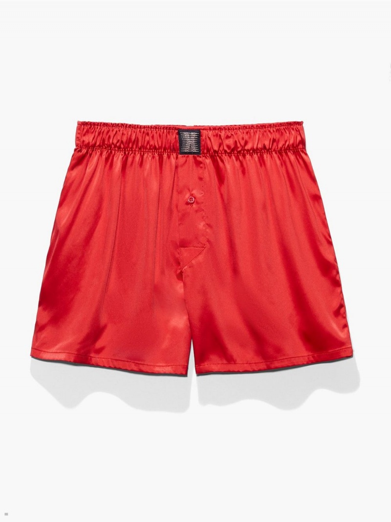 Red Savage X Fenty Satin Boxers Men's Shorts | RJFBWN038