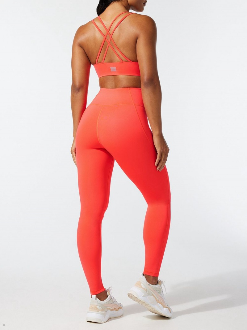 Red Savage X Fenty Sky-Hi Logo Patch Super High-Waist Pocket Women's Leggings | GZXDNJ234