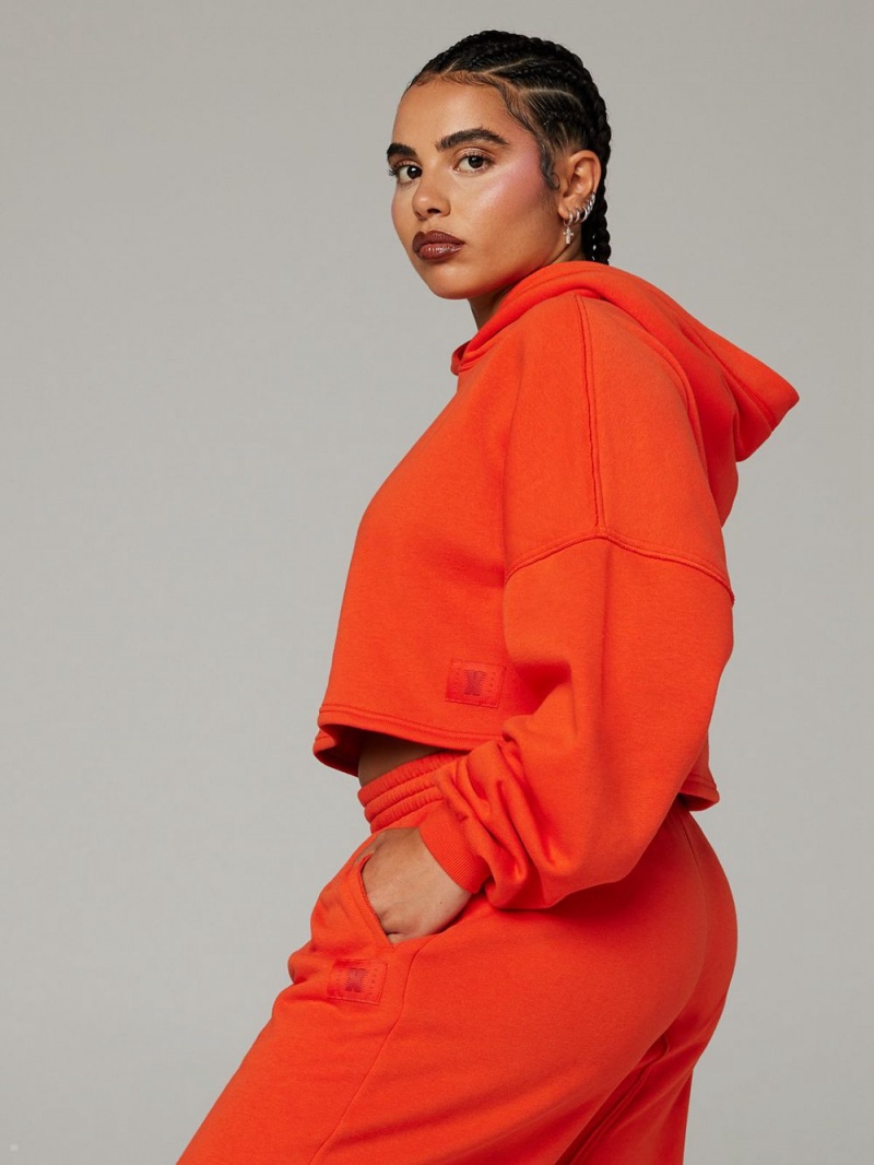 Red Savage X Fenty Xssential Cropped Women's Hoodie | ZBVHMW206