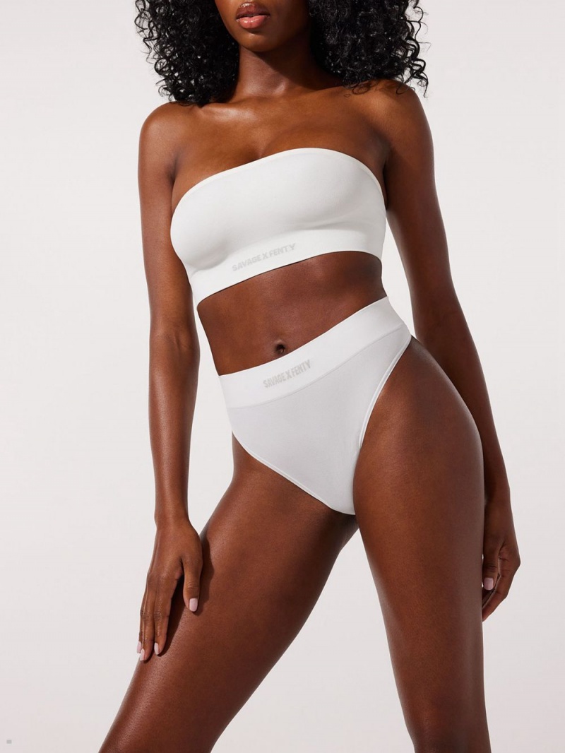 White Savage X Fenty Seamless High-Waist Women's Thong Panty | JHEDLX817