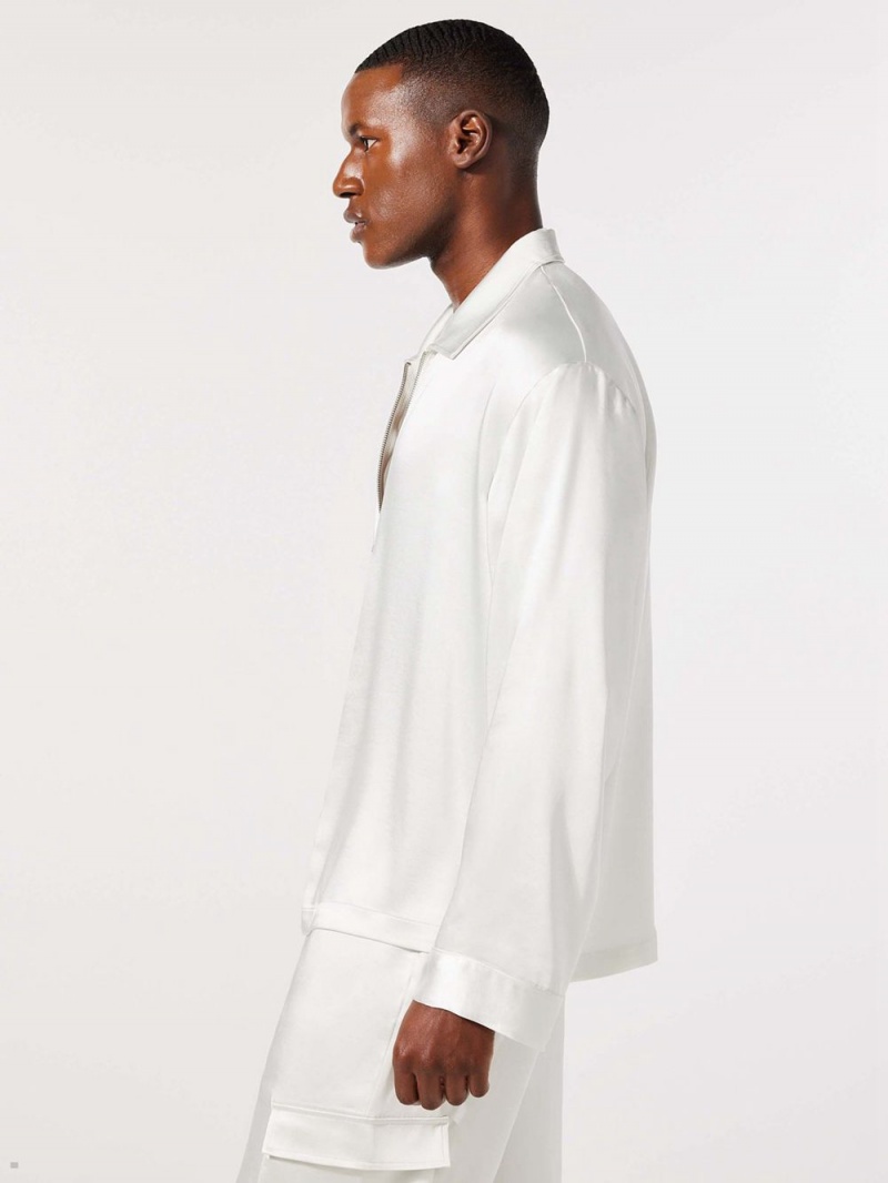 White Savage X Fenty Sexties Satin Sleep Men's Tops | JHRBCG651