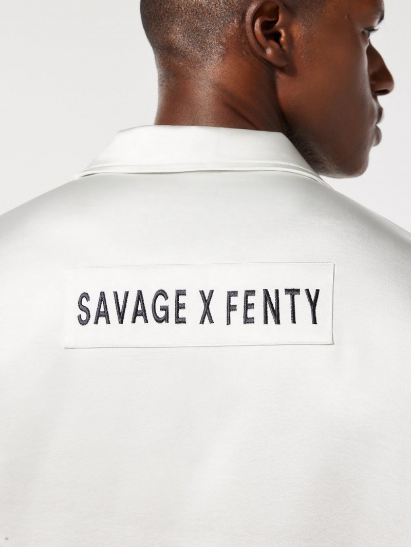 White Savage X Fenty Sexties Satin Sleep Men's Tops | JHRBCG651