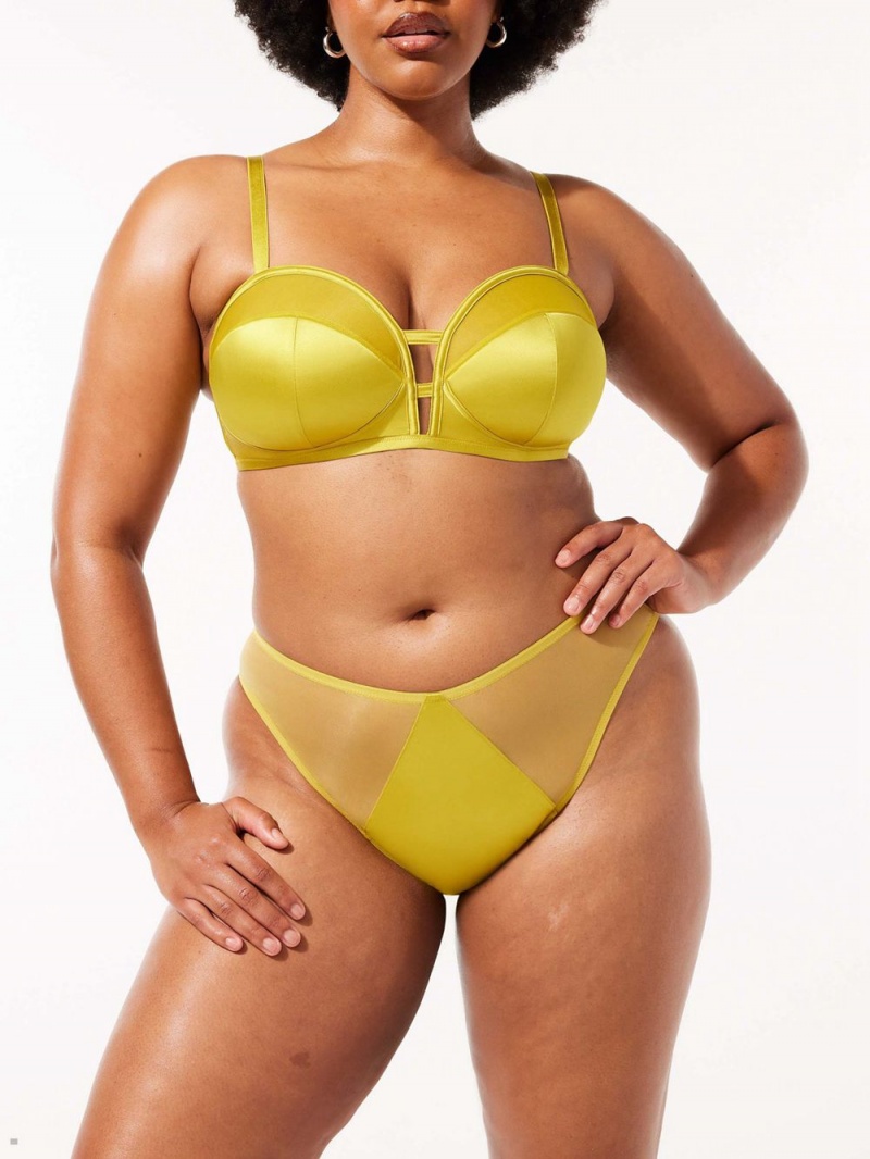 Yellow Savage X Fenty Sexties Satin Women's Brazilian Panty | QKNHLO074